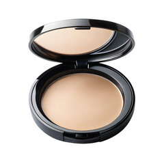 Compact Powder Case: A single compact face powder case closed, with a matte finish, centered on white background, PNG format