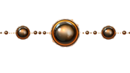 Abstract 3D Ornament with Gold and Bronze Spheres on Transparent Background