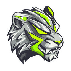 Aggressive tiger logo design on transparent background