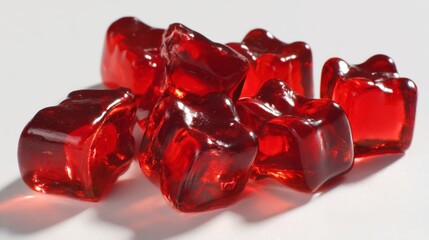 Close Up of Red Gummy Bears on White Background
