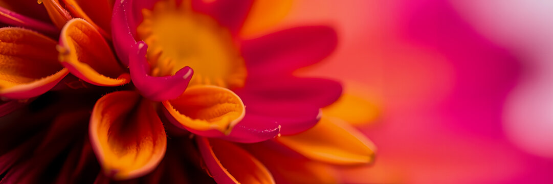 Vibrant Pink and Orange Flower Petals Macro Abstract