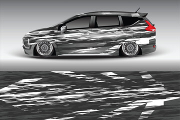 Sleek Modified Car with Dynamic Graphics on Display