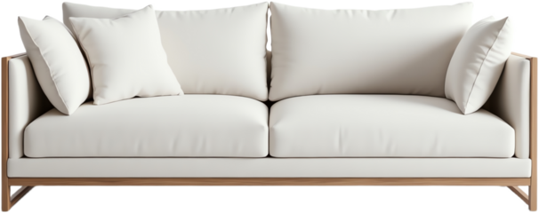Modern white sofa with cozy cushions.