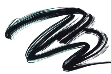 Abstract Black Brushstroke Curve Isolated on Transparent Background Illustration