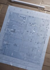 Blueprint photo mockup, grid overlay, architectural design, design element, plan, blueprints