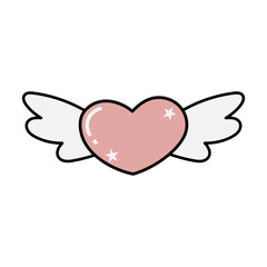 Cute Heart with Wings Illustration