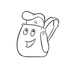 cartoon bag digital drawing isolated black and white