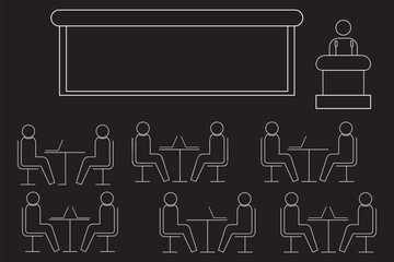 Conference Business Meeting Icons. Variety Design. 