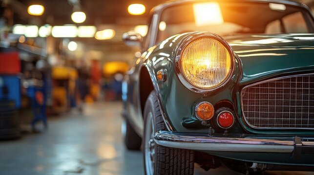 Fototapeta Classic Car Restoration Garage.