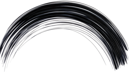 Abstract Brushstroke Arc Shape In Black And White On Transparent Background
