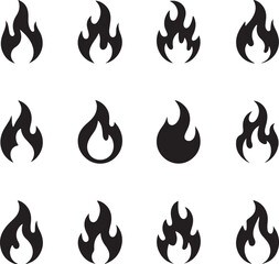 Fire icons set. Fire symbol set. Vector illustration