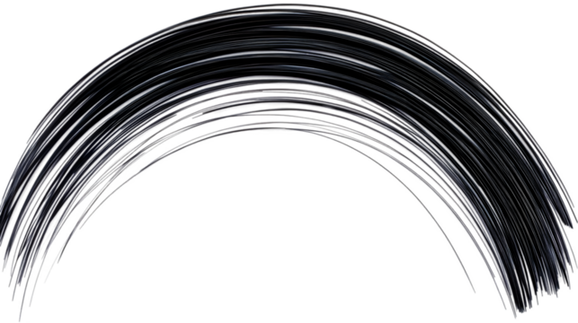 Abstract Brushstroke Arc Shape In Black And White On Transparent Background