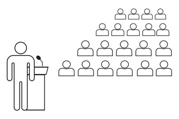 Conference Icon, Meeting Of People To Discus A Topic Vector Art Illustration.