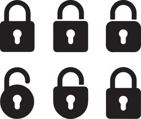 PrinLocks icons set. Locked and unlocked vector icon set. Lock open and lock closed icon. Set of padlocks. Privacy symbol vector stock illustration