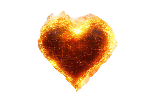 Burning Heart of the Digital World isolated on transparent background
