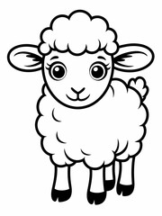 Fototapeta premium Cute cartoon illustration of a fluffy sheep character for kids