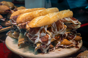Spanish sandwiches made with cured lberian ham.
bocadillos de jamon iberico