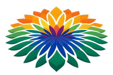 Abstract Colorful Flower Graphic Illustration On Transparent Background