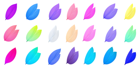 Abstract Colorful Leaves on Black Background Isolated Digital Illustration