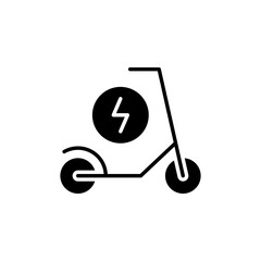 Electric scooter icon. Simple solid style. Eco transport, bike, charge, travel, technology, city, road, Transportation concept. Black silhouette, glyph symbol. Vector illustration isolated.