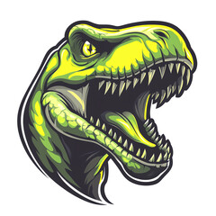 Obraz premium Fierce lime green tyrannosaurus rex roaring on transparent background