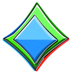 Obraz premium Abstract Diamond Shape Illustration with Blue Green and Red Colors on Transparent Background