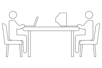 Thin line icons set about business people. Flat symbols, Meeting room thin line icon: group of people at training. Modern vector illustration eps 10