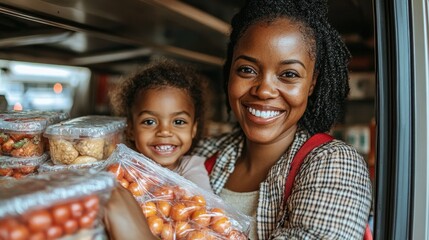 Happy Mom  Toddler Grocery Shopping.