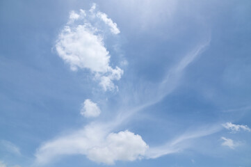 Blue sky with white cloud. Beautiful sky background and wallpaper. Clear day and good weather in the morning.