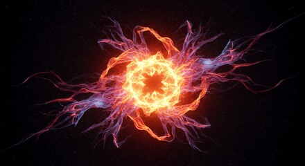 Fiery Celestial Orb: A Cosmic Dance of Energy and Light