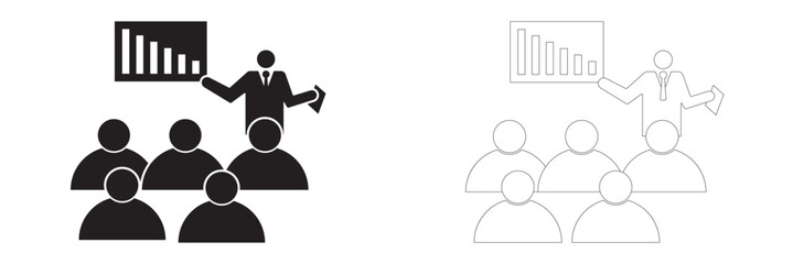 Team business meeting with teamwork and collaboration flat vector icon for apps and websites, Discuss, meeting icon / vector graphics eps 10