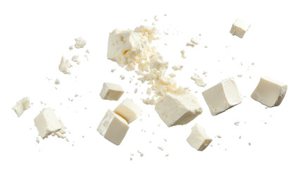  Feta Cheese Falling on transparent background
