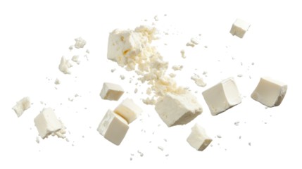  Feta Cheese Falling on transparent background
