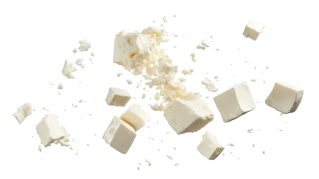  Feta Cheese Falling on transparent background
