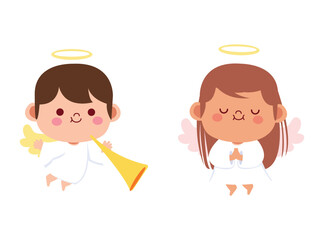 Set Hand drawn cupid character 