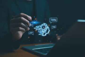 Using AI chat in search and giving to help in business has technology, to create computer concepts with robots as new digital software	
