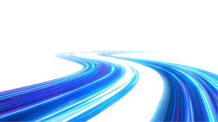 Abstract Digital Illustration of Blue Light Trails Over Transparent Background