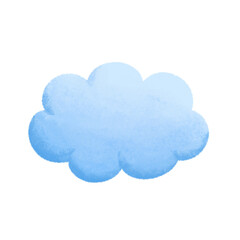 Whimsical Blue Hand Drawn Cloud Illustration in Watercolor Painting Style Puffy Cumulus Playful Element Texture for Weather Nature Dreamy Sky Children's Designs Storybooks Nursery Decoration