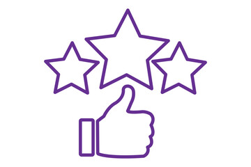 A minimalistic five-star rating . Like, thumb up. Success, favorite, feedback, experience, quality, customer satisfaction. Outline, flat and color style, testimonials, and customer satisfaction. EPS10