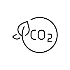 Carbon neutrality icon. Simple outline style. CO2 neutral, carbon emission, reduce, eco, leave, reduction, sustainable concept. Thin line symbol. Vector illustration isolated.