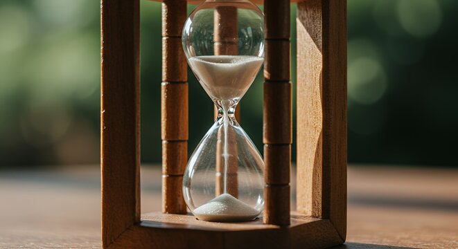 Time's Passage: A Wooden Hourglass in Sunlight