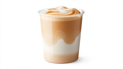 Layered Caramel Coffee Drink in Plastic Cup