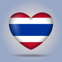 Fototapeta premium Thailand flag heart button Isolated on color gradient background. Exclusive Icon flag