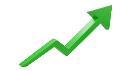 Ascending green arrow against black backdrop