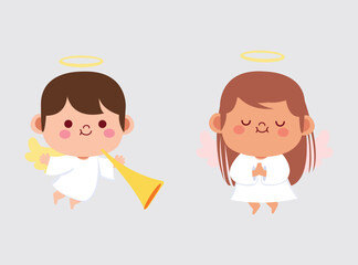 Set Hand drawn cupid character 