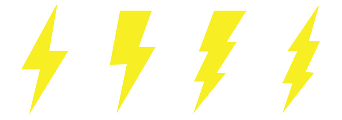 Lightning icon set. Line and glyph flash sign. Outline thunderbolt symbol. 