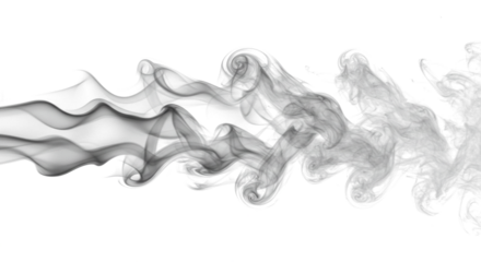 Abstract Black Smoke Swirl on White Background Design Element