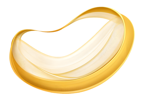 Abstract Golden Ribbon 3D Rendered on Transparent Isolated Background