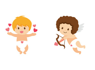 Set Hand drawn cupid character 