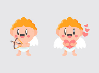 Set Hand drawn cupid character 